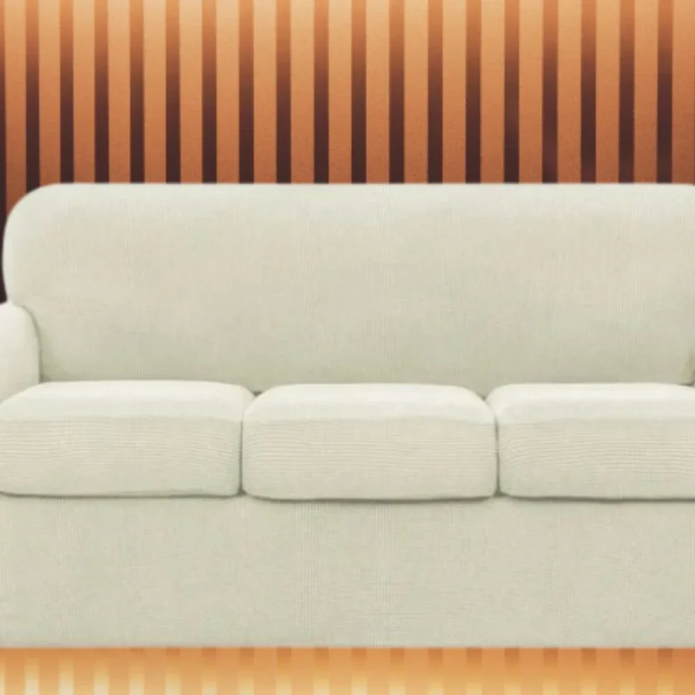 Subrtex Stretch Sofa Slipcover Cover with 3 Separate Cushion Cover - Ivory XL
